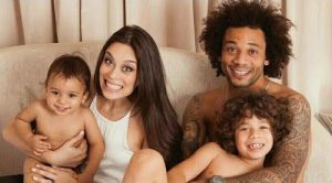 Marcelo Vieira with his wife and children