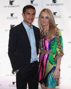 Tim Cahill with his wife, Rebekah
