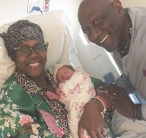 Zulekha Haywood with her daughter and father