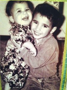 Nazem Kadri with her sister in childhood