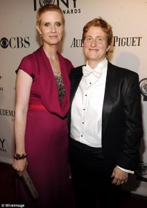 Cynthia Nixon with her husband, Christine Marinoni
