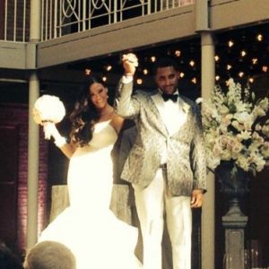 Dustin Byfuglien with is wife at their wedding day
