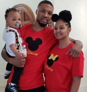 Damian Lillard with his girlfriend and son