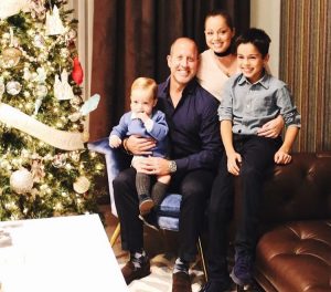 Marcela Valladolid with her husband, Philip D. Button and children