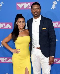 Jalen Rose with his wife, Molly Qerim