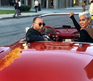 Sibley Scoles with her boyfriend on her car