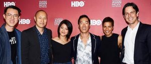 Actor Leonardo Nam with his friends