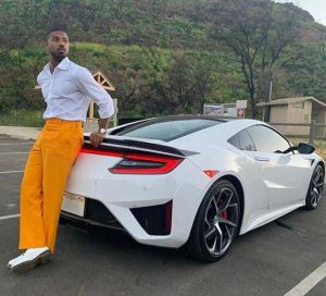 Michael B Jordan with his car