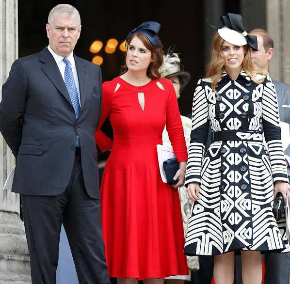 Prince Andrew with his two daughters, Princess Beatrice of York and Princess Eugenie of York
