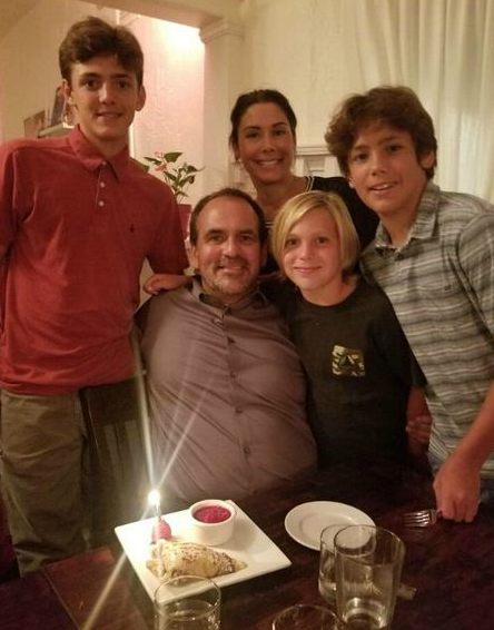 Robert Rusler with his wife, Erin Louise Jellison, and three sons, James, Charlie, and Johnny