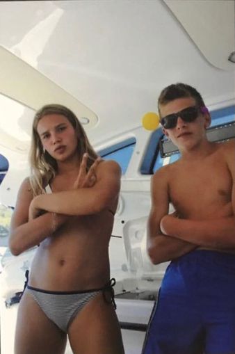 Luka Doncic with his girlfriend in their teenage