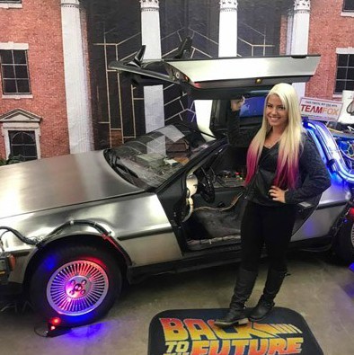 Alexa Bliss American Wrestler in front of her car