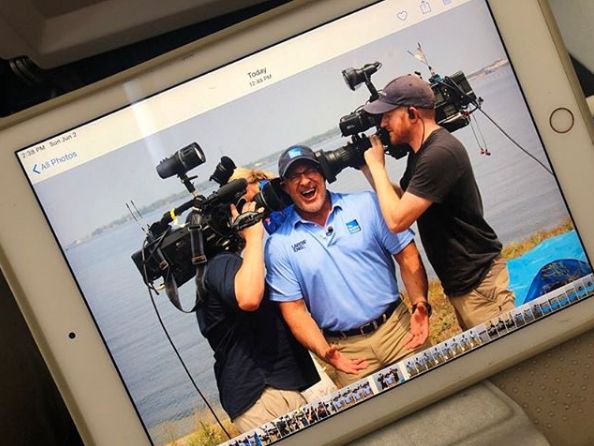 Jim Cantore having fun his with team