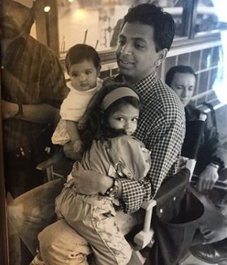 Saleka Shyamalan childhood picture with her father and sister