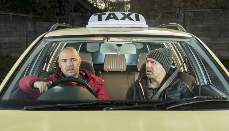 Suzanne Whiston's husband, Karl Pilkington driving a taxi