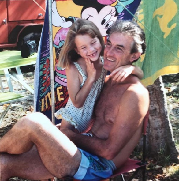 Hannah Ferrier with her father in her childhood picture