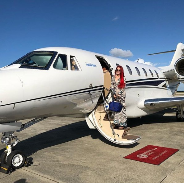 Karen Yapoort travelling with her husband personal aeroplane