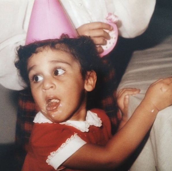 Samin Nosrat's childhood picture celebrating her birthday 