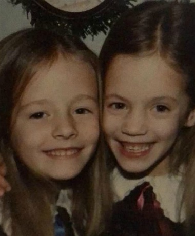 Caroline Flack with her twin sister, Jody Flack