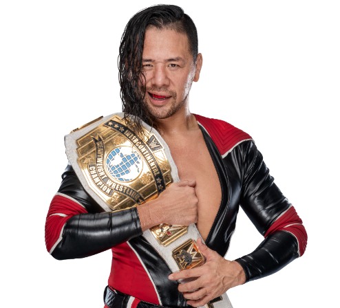 Harumi Maekawa's husband, Shinsuke Nakamura posing with his belt