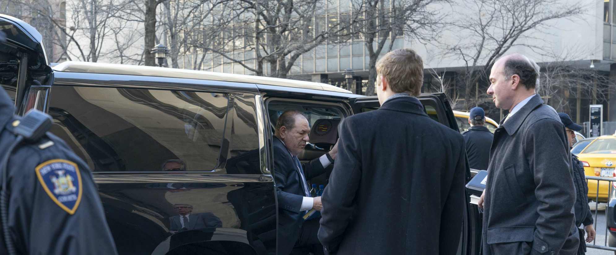 Harvey Weinstein arrives at New York City Supreme Court on February 24, 2020 in New York, United States
