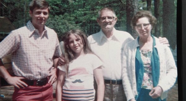 Darline Graham Nordone with her brother & parents in childhood picture 