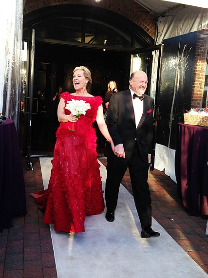 Lisa Cadette Detwiler with her husband Jim in their wedding dress
