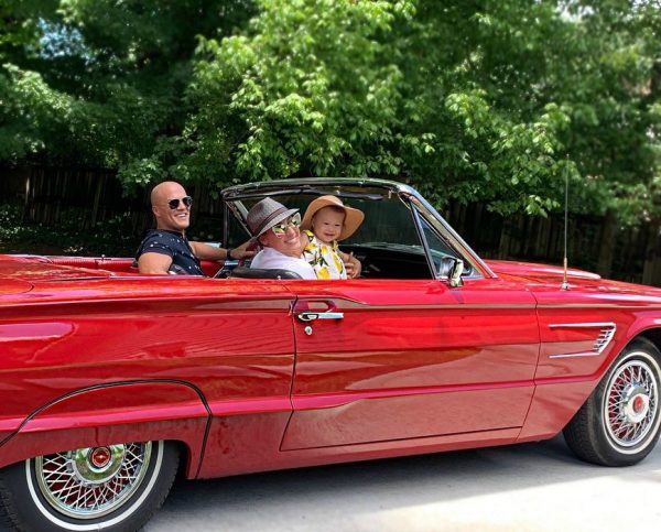 Claire Wire with her husband & their daughter travelling in the car