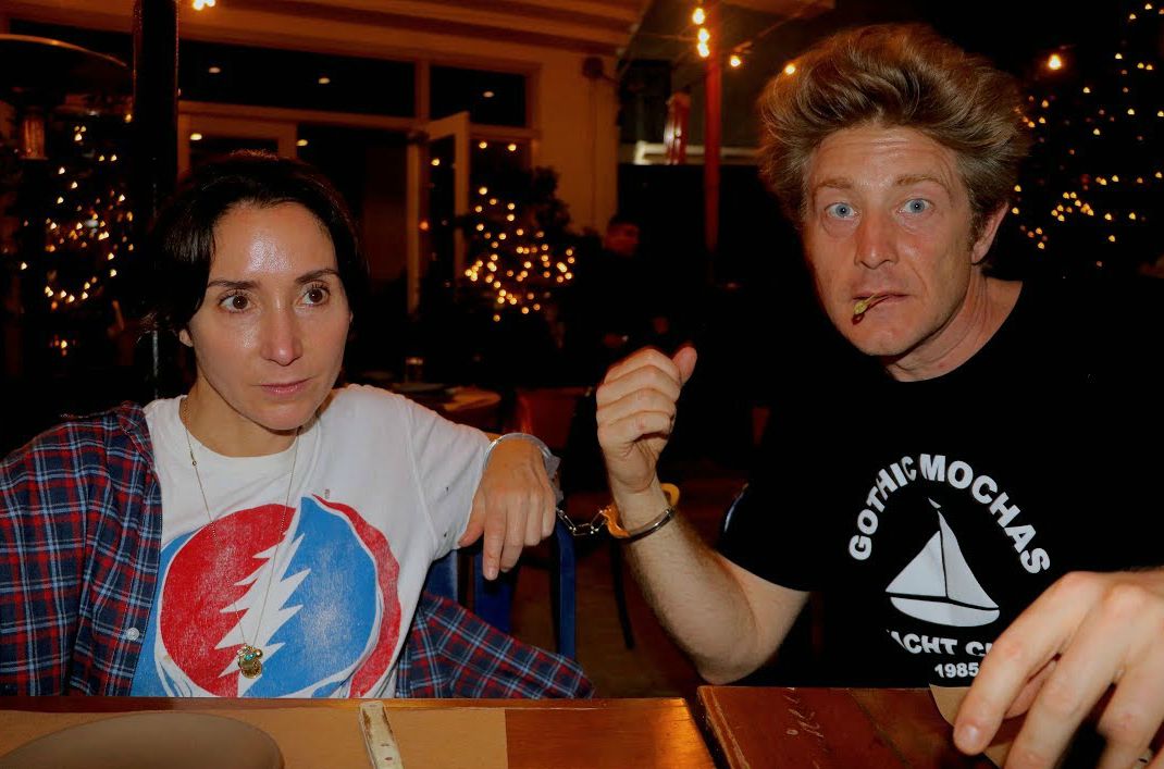 Marney Hochman with her ex-husband in a handcuff