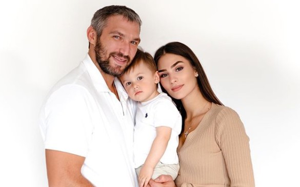 Anastasia Shubskaya with her husband and their son