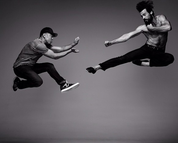 Thomas Beaudoin doing action scene with his co-actor