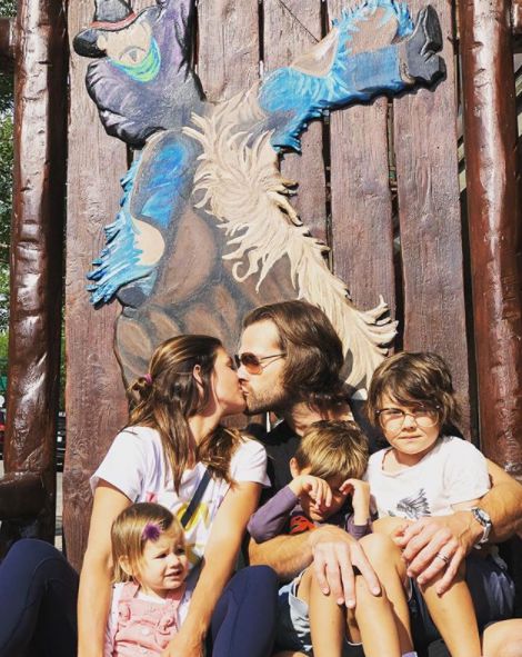 Jared Padalecki with his wife and their kids