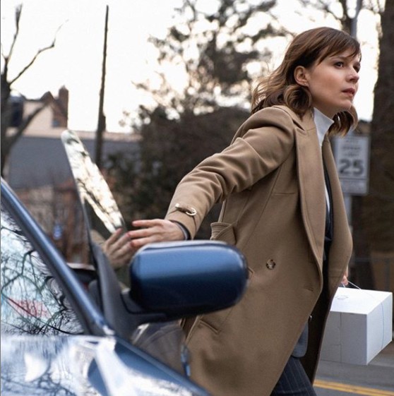 Katja Herbers coming out of her car