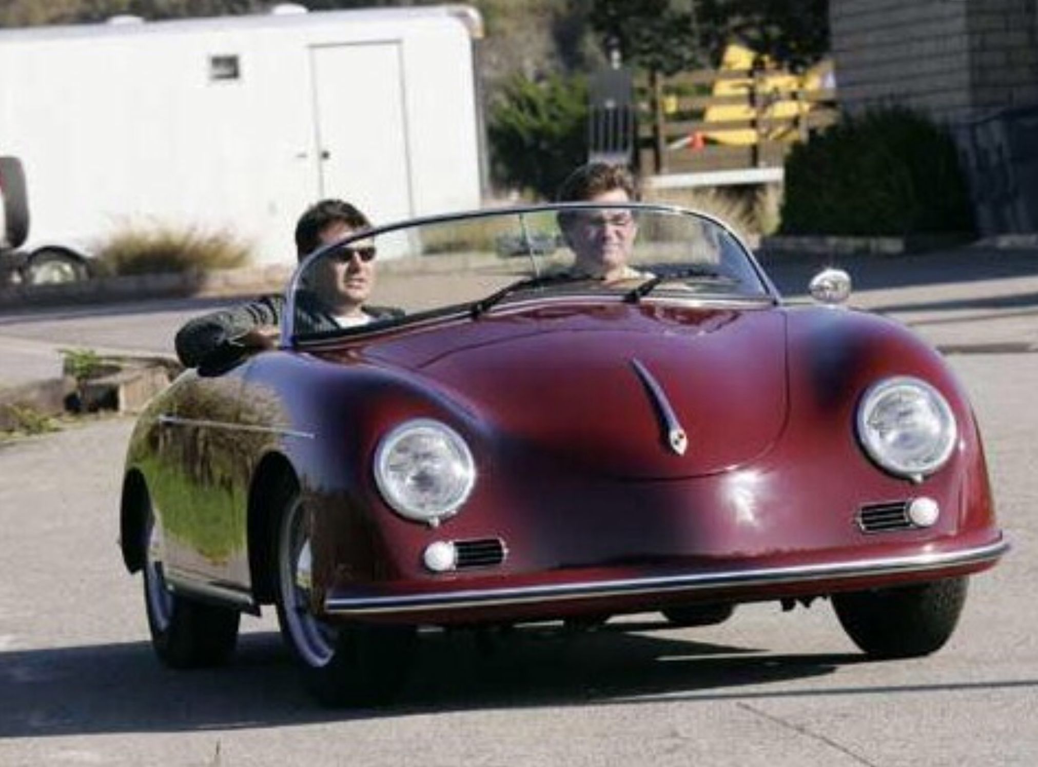Boston Russell's father Kurt driving classic car