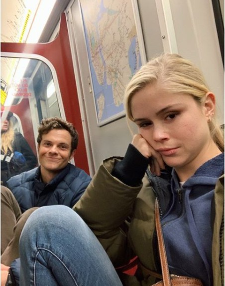 Erin Moriarty clicking selfie with her friend