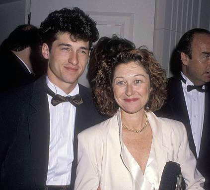 Rocky Parker and ex-husband Patrick Dempsey attend the 42nd Annual Writers Guild of America Awards on March 18, 1990 at the Beverly Hilton Hotel in Beverly Hills, California