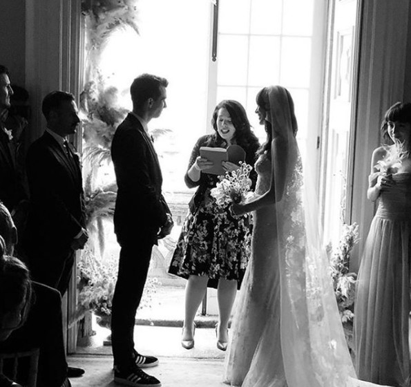 Rebecca-Jo Dunham exchanging wedding vows with her Husband Jay