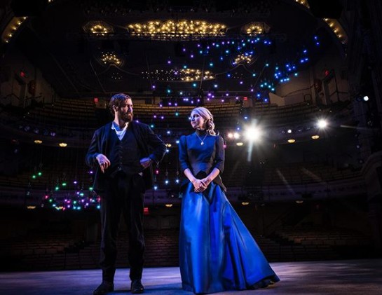 Jake Gyllenhaal acting in the stage with his co-actor