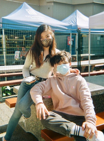 Bryce Gheisar posing for photo with his friend