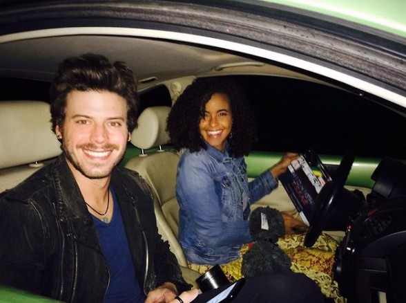 Araya Crosskill's wife Parisa sitting inside the car with her co-actor