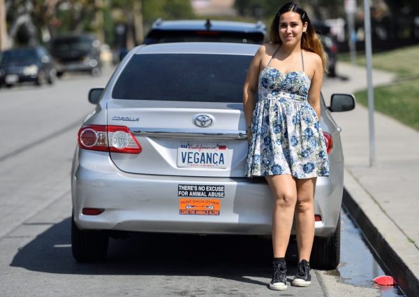 Ashley Biden posing for picture with car