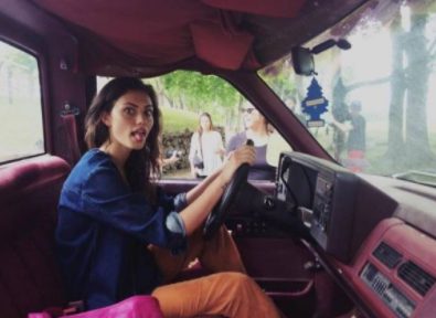 Phoebe Tonkin inside the car