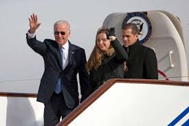 Biden with his dad walking out from airplane