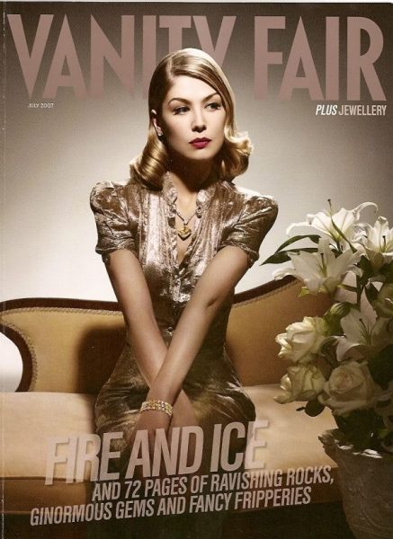 Caption: Robie Uniacke's wife Rosamund Pike in the book cover 