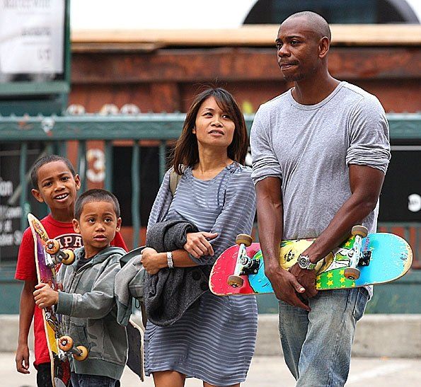 Dave Chappelle with his wife Elaine Chappelle Erfe and children