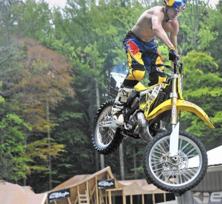 Travis Pastrana showing bike stunt