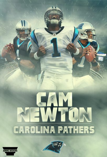 Caption: Cam Newton in the poster