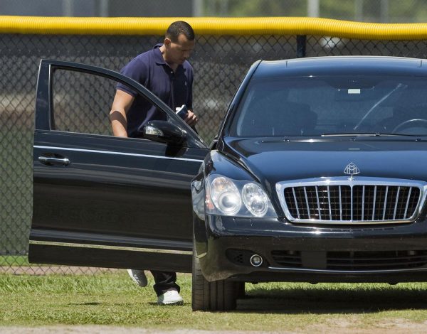 Alex Rodriguez going to sit inside his car