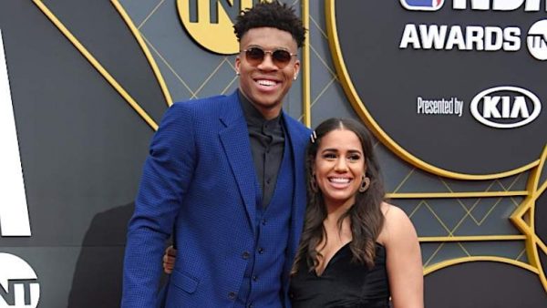 Caption: Giannis Antetokounmpo with his lover Mariah Riddlesprigger