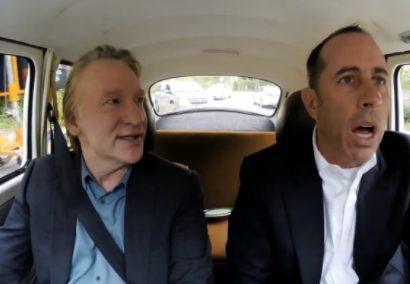 Bill Maher inside the car with his friend